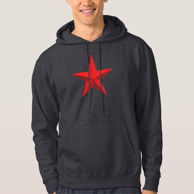 Röd stjärna - Minimal geometrisk symbol Hoodie (Framsida)