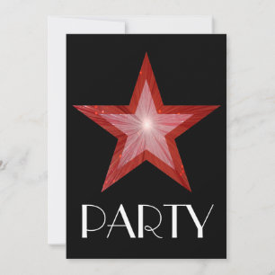 Röd stjärna 'Party' inbjudan svart