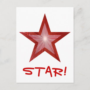 Röd stjärna, "STAR", vit vykort! Vykort
