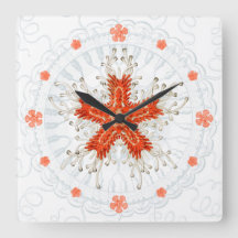 Röd stjärnfisk vid vintage struktur Wall Clock