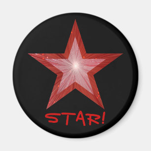 Röd stjärnornas kylskåp "STAR", magnet runt svart.