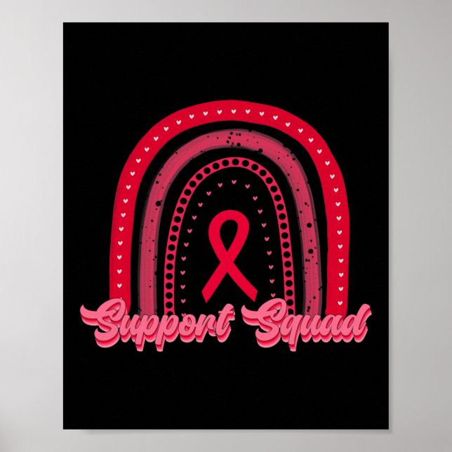 Röd stödtropp regnbåge Blodcancer medvetenhet W Poster (Framsidan)