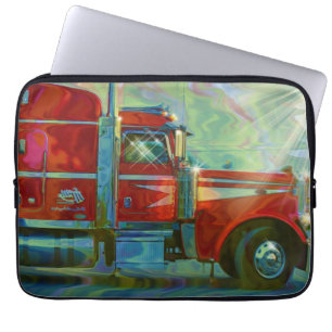 Röd stor rigglastbilsförare laptop sleeve för kons