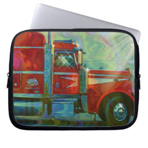 Röd stor rigglastbilsförare laptop sleeve för kons