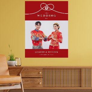 Röd strandpipare Dubbel Lycka Foto Kinesiskt Bröll Poster