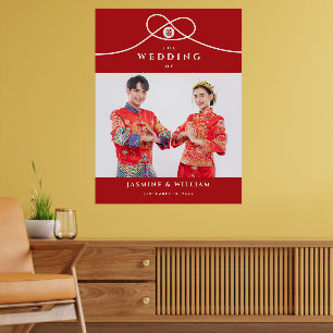 Röd strandpipare Dubbel Lycka Foto Kinesiskt Bröll Poster