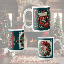 Röd Strumpa Jul Anpassningsbar Kaffemugg