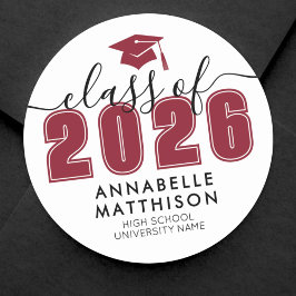 Röd studentexamen runt klistermärke