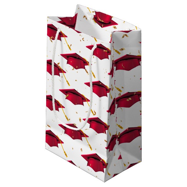 Röd Studentmössa med Konfetti (Framsidan Vinklad)