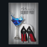 röd sula stiletto martini girly födelsedagsfest inbjudningar<br><div class="desc">rödtunga i modern blå martini giglila födelsedagsfest inbjudan</div>