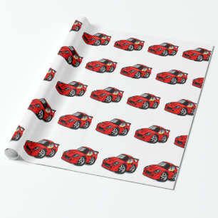 Röd superbil-tecknad - Välj bakgrund färg Presentpapper