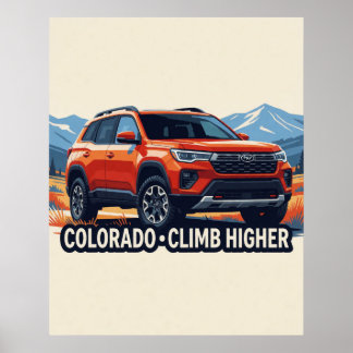🏔️ Röd SUV Colorado Äventyrsberg Mountain🚗 Poster