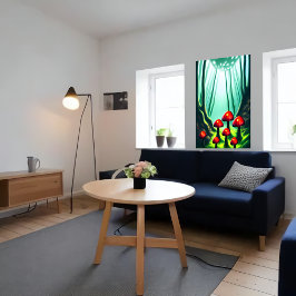 Röd svamp i skogen | AI Art Poster