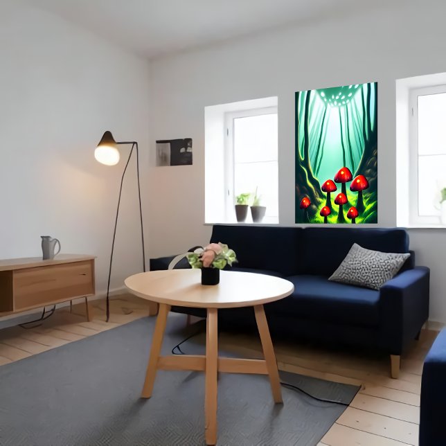 Röd svamp i skogen | AI Art Poster (Skapare uppladdad)