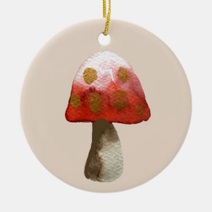 Röd svamp toadstool magi julgransprydnad keramik
