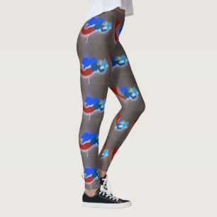 röd-svan-blå sjöjungfruar-grått leggings