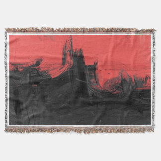 Röd & Svart Abstrakt Expressionistisk Konst Filt