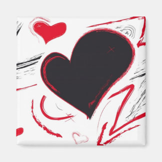 Röd-svart abstrakt magnet