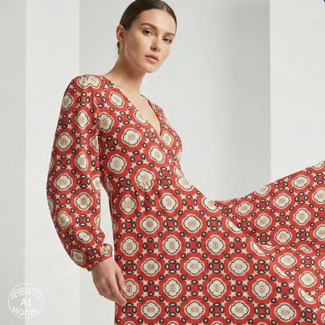 Röd Svart Beige Tribal Etisk Geometrisk Boho Chic  Tyg (Skapare uppladdad)