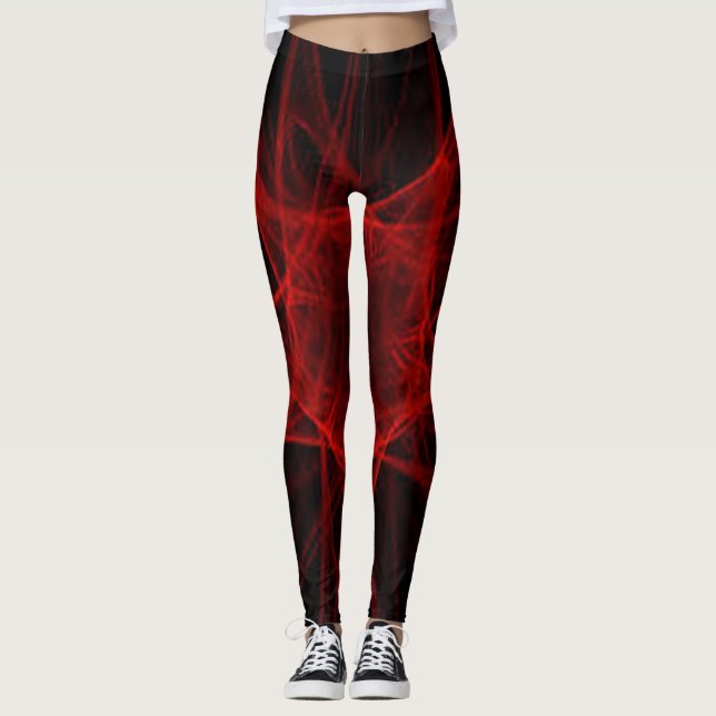 Röd Svart Brun Grön Fraktal enkel Färg cool Leggings (Framsida)