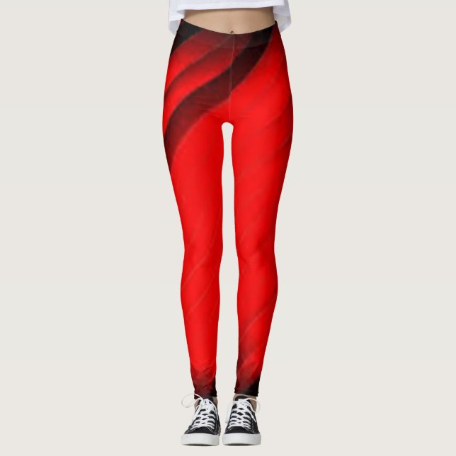 Röd Svart Brun Grön Fraktal enkel Färg cool Leggings (Framsida)