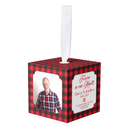 Röd svart Buffalo Plaid Memorial Foto jul