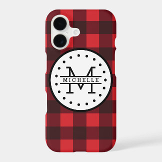 Röd svart Buffalo Rutig Lumberjack Namn Monogram