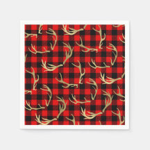 Röd & Svart Buffélådans rutiga mönster & Guld Älgh