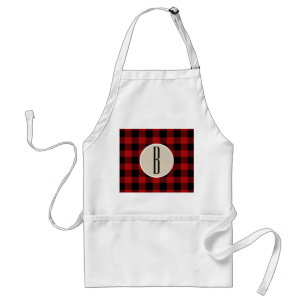 Röd svart buffelplaid rutig monogram kraft förkläde