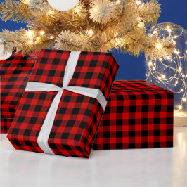 Röd Svart Buffelrutig Lummarbytartan Presentpapper