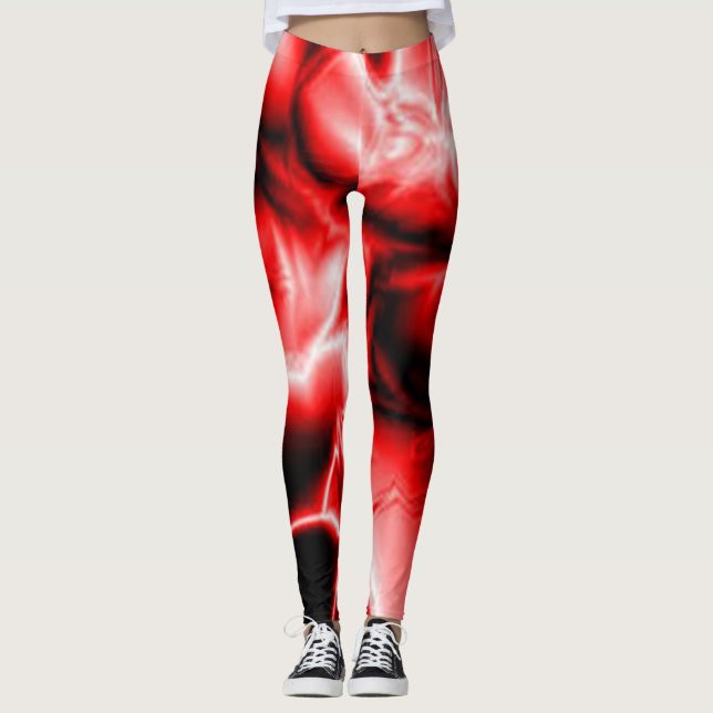 Röd Svart cool Modern Chic hipster collage konstnä Leggings (Framsida)