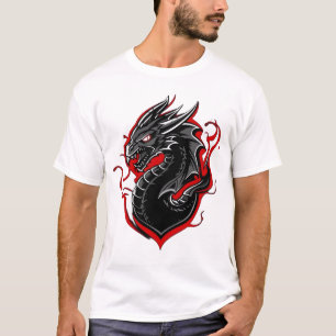 Röd & Svart Drakmaskot Grafik T Shirt