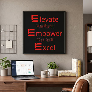 Röd & Svart Elevate Empower Excel Motivationsaffis Poster