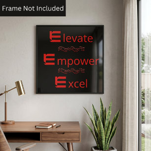 Röd & Svart Elevate Empower Excel Motivationsaffis Poster