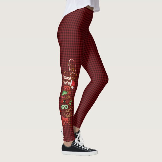 Röd svart fläck i julklapp leggings (Höger)