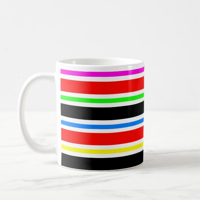 Röd Svart Flerfärgad Färger Ränder Kaffemugg (Vänster)