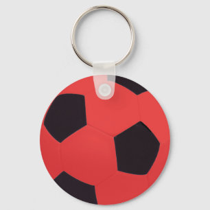 Röd & svart fotbollboll Keychain Nyckelring