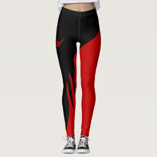 Röd svart genomköraredamasker leggings