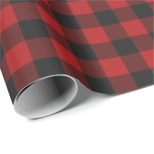 Röd & svart Gingham kontrollerat mönster som sl Presentpapper