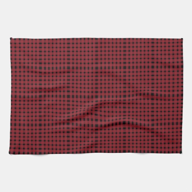 Röd svart Gingham-rutig mönster Kökshandduk (Horisontell)