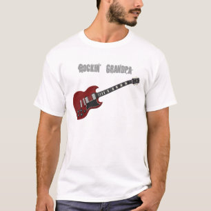 Röd & svart gitarr för Rockin morfar, T Shirt