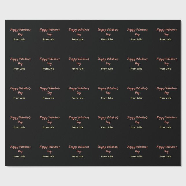Röd svart glad Alla hjärtans dag från namn stilful Presentpapper (Platt)