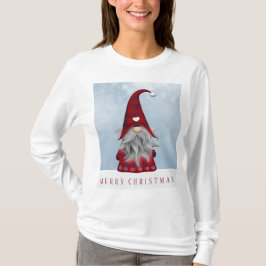 Röd & svart Gnome för buffelplädjul T Shirt