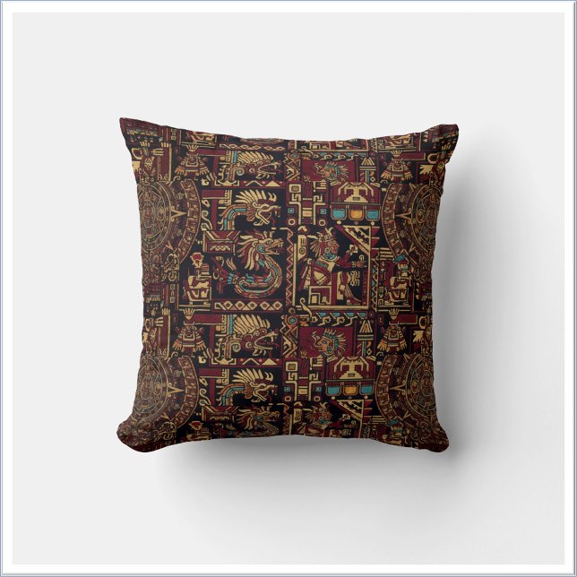 Röd Svart & Guld Aztec Inspirerad Design Kudde (Skapare uppladdad)