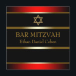 Röd Svart Guld Bar Mitzvah Inbjudningar<br><div class="desc">Vacker röd och svart Bar Mitzvah-inbjudan med guld Davidstjärna.</div>