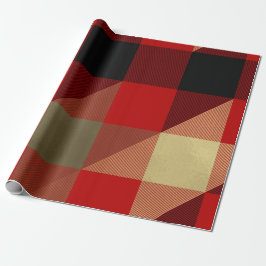 Röd Svart Guld Buffel Plaid Rustik Julhelg Presentpapper