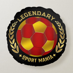 Röd Svart Guld Fotboll Logo Rund Kudde