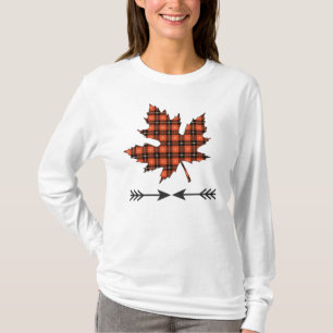 Röd svart guld- plädlönnlöv t shirt