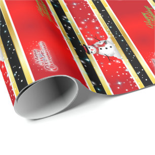 Röd Svart & Guld Ränder Jul Presentpapper