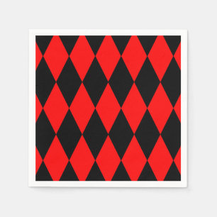 Röd Svart Harlekin Diamanter Rutmönster Design Pappersservett